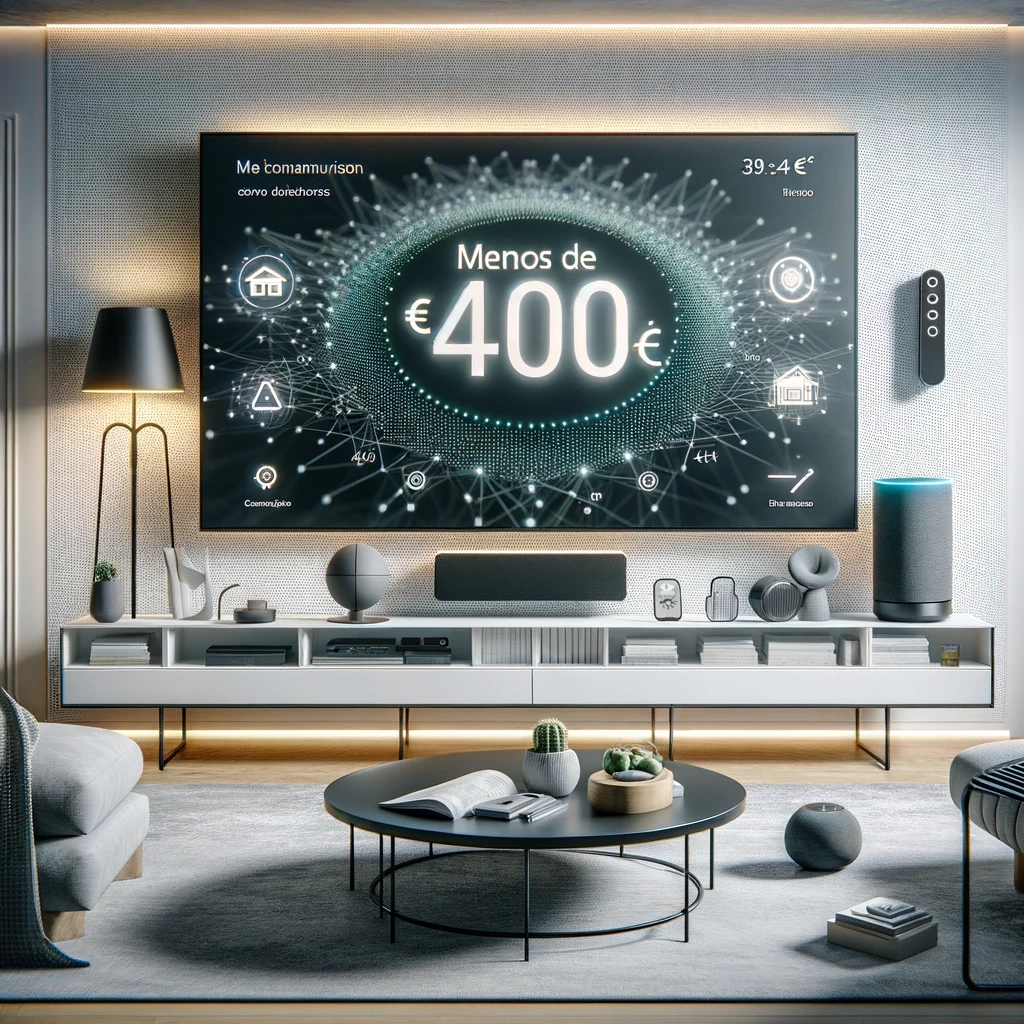 imagen de un smart TV con IA, en un salón moderno